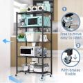 5-Tier Heavy Duty Foldable Metal Rack Storage Shelving Unit with Wheels Moving Easily Organizer Shelves Great for Garage Kitchen Holds up to 1250 lbs Capacity, Black. 