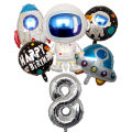 Outer Space Astronaut Rocket  Theme Balloons Baby Boy Birthday Party Decorations Number 1 2 3 4 5 6 7 8 9 Years Old. 