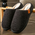 Winter men's slippers memory cotton shoe pad TPR large sole flat bottom anti slip warm and comfortable indoor knitted shoes. 