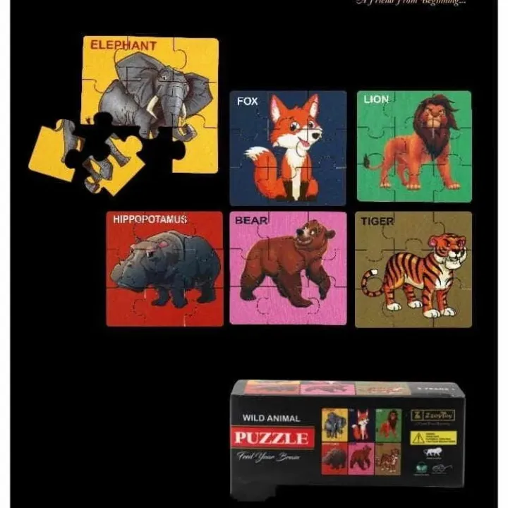 Wild Animal Jigsaw Puzzle Set — 6 puzzles, 54 pieces
