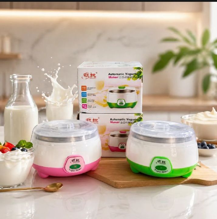 (Doi) Yogurt Maker-Automatic Stainless Steel - ABS + PP - 220-240V - 15W - 1L Capacity - On/Off Switch - Light Indicator - 7-9 Hours Preparation Time .