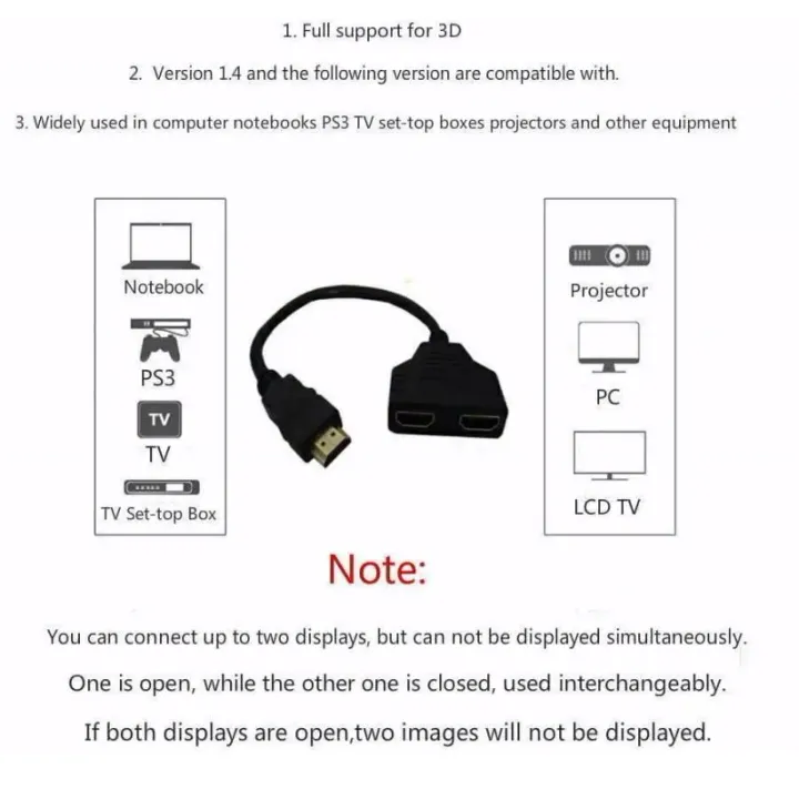 Hdmi%20Compatible%20Splitter%20Cable%20Video%20Switch%20Adapter%20Output%20Hub%20X%20Box%20Ps3%204%20Dvd%20Hdtv%20Pc%20Laptop%20TV%20Hd%201080p%201%20Input%202%20-%20Image%206