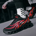 2024 Fashion Running Shoes Men Flame Printed Sneakers Knit Athletic Sports Blade Cushioning Jogging Trainers Lightweight. 