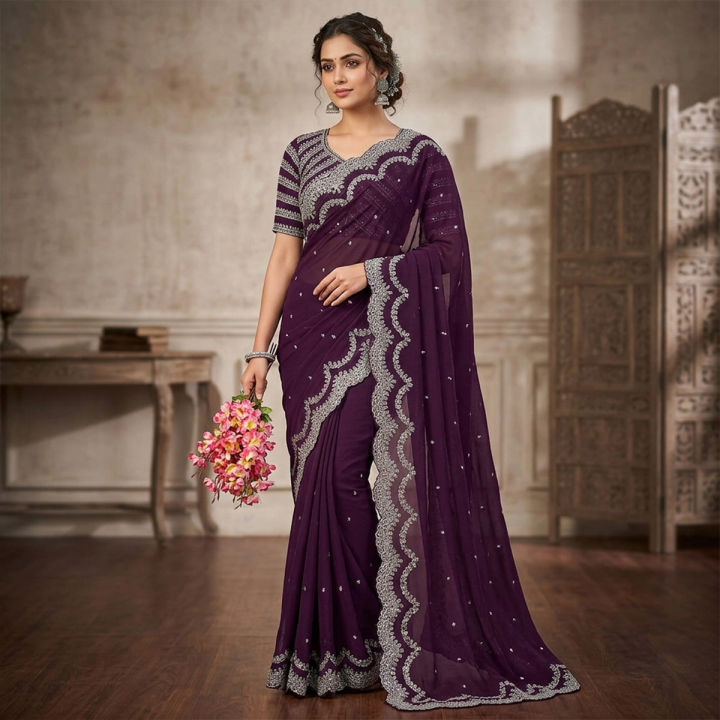 Georgette Saree for Women All Season Georgette Fabric Stylish Elegant Saree Saree with unstitched Blouse in Multicolor