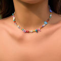 Salircon Boho Multicolor Handwoven Seed Beads Beaded Flower Choker Trend Y2K Imitation Pearl Collar Necklace Women Party Jewelry.