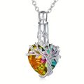 Heart Tree of Life Urn Necklace for Ashes Cremation Jewelry Crystal Memorial Mothers Day  for Women Mom Sister Friend. 