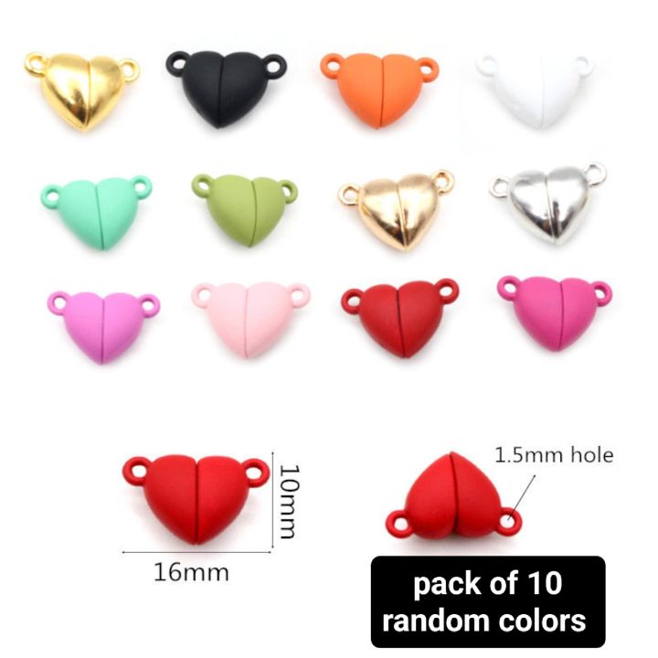 EXPRESS DEALS HUB 10 Pair Magnetic Clasps Heart Shaped Magnet Converter Jewelry Clasps Locking Clasps for DIY Bracelet Necklace Jewelry Making Silver gold black