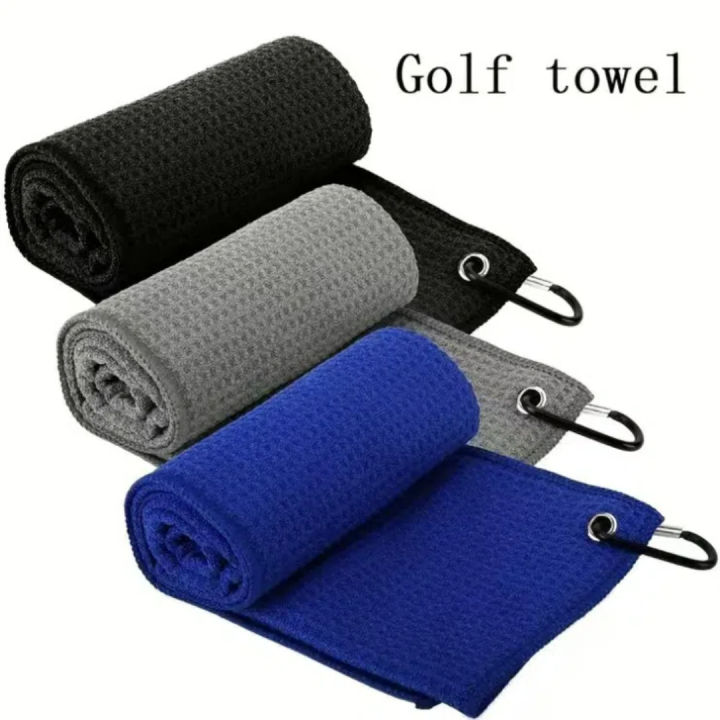 Golf Towel Microfiber Fabric For Golf lovers Soft Absorbent Golf Club Cleaner Rag Clip Golf Accessories Golf Club Cleaning Towel
