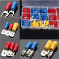 New Insulated Cable Connector Electrical Wire Crimp Spade Butt Ring Fork Set Ring Lugs Rolled Terminals Assorted Kit. 