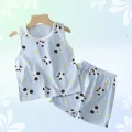 Children's clothing, shirt, handle + shorts, sleeveless shirt, cotton fabric. C20. 