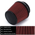 Neck 4" 100mm Universal Car High Flow Cold Air Intake Air Filter Power Intake Air Inlet System Mushroom Head Air Cleaner Red. 