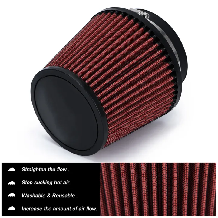 Neck%204"%20100mm%20Universal%20Car%20High%20Flow%20Cold%20Air%20Intake%20Air%20Filter%20Power%20Intake%20Air%20Inlet%20System%20Mushroom%20Head%20Air%20Cleaner%20Red%20-%20Image%204