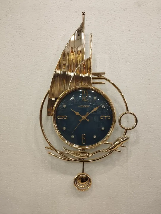 Pendulum%20Wall%20Clock%20-Plastic%20made%20%7C%20%20Black%20dial%20with%20Golden%20colour%20outter%20body.%20-%20Image%203