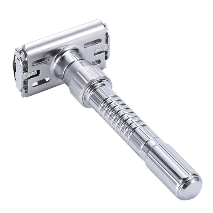 Adjustable%20Double%20Edge%20Safety%20Razor%20Classic%20Men%20Shaving%20Zinc%20Alloy%20Metal%20Manual%20Shaver%20Men's%20Hair%20Removal%20With%205%20Blades%201%20Case%20-%20Image%203