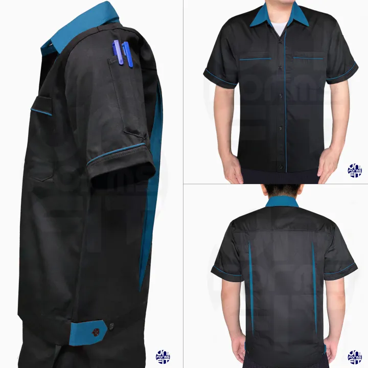 Mechanic's%20shirt,%20short-sleeved%20shop,%20black%20background,%20color,%20standard%20fabric,%20durable%20texture%20-%20Image%206
