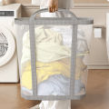 Nylon Mesh Laundry Basket with Handle Breathable Folding Portable Dirty Clothes Organizer Bags Large Capacity Toys Storage Bag.