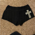 2026 Summer Gothic Cross Studded Booty Shorts Women Low Rise Slim Fit Streetwear Y2K Aesthetic Hot Pants. 