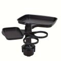 3-in-1 Detachable Car Cup Holder Tray-Expandable Food Table with 360° Rotating Design,Sturdy Base for Long Road Trips Table Tray.