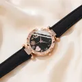 6PCS Set Watch For Women Luxury Leather Analog Ladies Quartz Wrist Watch Fashion Bracelet Watch Set Female Relogio Feminino. 