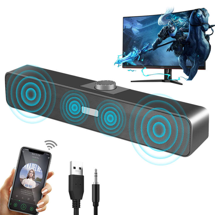 【Bangkok ship】 computer Bluetooth speaker cable computer soundbar speaker, Stereo USB power mini Soundbar Speaker for tablet PC desktop
