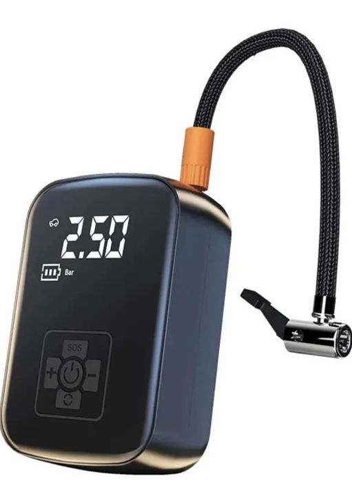 PCMOS 150PSI Car Air Compressor Electric Tire Pump For Motorcycle Bicycle Boat Tire Balls Multifunction Tire Pump (Color:- Black, Battery Powered)