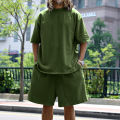 2024 Summer New Men's Set Japanese Style Plus Size Casual Loose Sports Suit Short Sleeve T-shirt Shorts Two-piece Men's Clothing. 