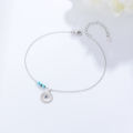 INS fine jewelry 14k 18K Gold Plated Bohemia beach Turquoise Beaded Anklet 925 Sterling Silver Devil's Eye Anklets for Women.