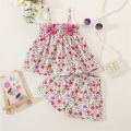 Summer Baby Girls 2 Pieces/Set Fragmented Flower Strap Top+Chiffon Shorts Cool Beach Daily Home Wear. 