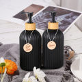 Strip Soap Dispenser with Bamboo Pump Refillable Shampoo Conditioner Hands and Dishes Soap Dispenser Bottle for Kitchen Bathroom. 