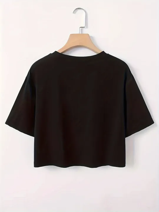 Letter%20Graphic%20Casual%20Crop%20Short%20Sleeve%20T-shirt%20Round%20Neck%20Running%20Sports%20Tee%20Women's%20Activewear%20-%20Image%204