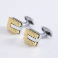 New Fashion Man Rectangle Silver Plated Gold Cufflinks French Style Shirt Mens Wedding Groom Luxury Brand Jewelry Gifts. 