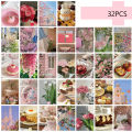 32pcs, bright pink girly postcards, room decoration stickers, brochure material, souvenirs, collectibles and mailing. 