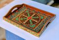 Swat traditional art hand painted wooden serving tray.. 