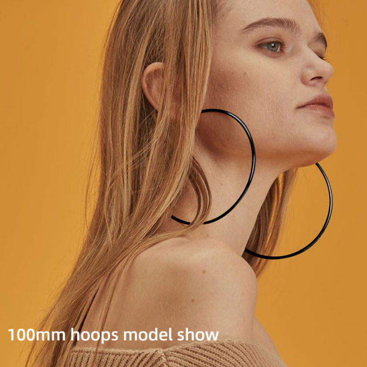 5%20Sizes%20Stainless%20Steel%20Black%20Round%20Circle%20Hoop%20Earrings%20for%20Women%20Punk%20Exaggerated%20Smooth%20Statement%20Earring%20Gothic%20Jewelry%20%20-%20Image%203