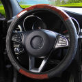 Wooden Pattern Auto Accessories 4 Colors Interior Accessories Universal Car Steering Wheel Cover PU Leather Steering Covers. 