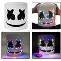 Halloween Light Up Mask Full Face LED Neon Marshmallow Mask Headgear Luminous DJ Music Festival Props Cosplay Rave Party Mask. 