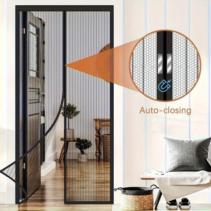 Magnetic Door Screen Automatically Closing Breathable Netting, Insect And Mosquito Resistant, Perfect for Different Room Designs