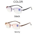 2 Pair New Men Women Rimless Reading Glasses Anti Blue Light Bifocal Far Near Magnification Eyewear Presbyopic Glasses +150 +200. 