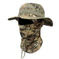Camo Wide Brim Boonie Bucket Hat with Balaclava Face Mask UV Protection Sun Hat Fishing Bucket Hat for Hunting Hiking.