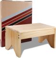 Wooden Step Stool for Adults & Kids - Very Sturdy, Bed Stool for High Beds, Kitchen, Bathroom, Closet. Made Lightweight Quality Eco Pine, Attractive (Sultans Empire). 
