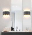 LITFAD Rectangle Led Wall Sconce Bulb Included 110V-120V Waterproof Outdoor Foyer Porch Wall Lighting 8W 3000K Warm Light 6-Bulb Wall Lamp for Pathway Living Room Stairways Corridor Hotel Black. 
