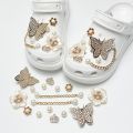 2026 Summer Luxury Shoe Charms Set Accessories for Clogs Diamond Butterfly Flower Pearl Chain DIY Shoes Decorations Girl. 