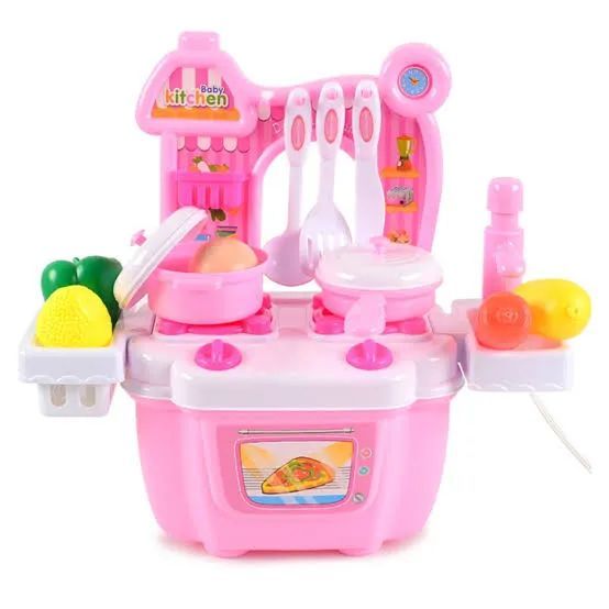 Kids pretend play pink/blue kitchen set with water circulation and dish washer toy 35*39*14 cm