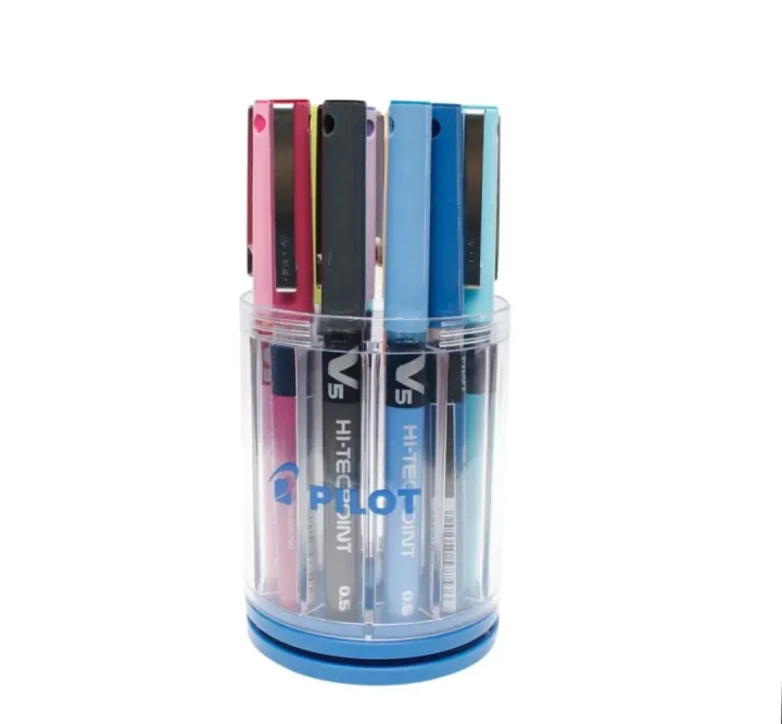 Multicoloured%20Pilot%20V5%20Pen%2012%20Pcs%20%20In%20transparent%20Jar%20-%20Image%204