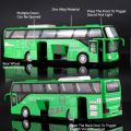 1:32 Scale Passenger Bus Model Toy Car 5 Doors Opened Alloy Diecast Sound Light Simulation Creative Toys Models Present for Boys. 