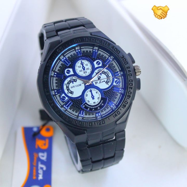 D.LON. 
MEN'S WATCH. 
MATTE FINISHE BLACK COLOUR.
SPORTS DIAL LOOK.
PUSH BUTTON LOCK. 
GOOD QUALITY.
