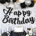 Happy Birthday Banner, Black/Gold/Silver/Purple/Rose Gold Party Background Decoration Supplies.