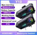 Y10 Motorcycle Bluetooth 5.3 Helmet Headset with Colorful Lights Waterproof Wireless Earphone Hands-free Headset Waterproof.