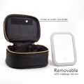 Mini Makeup Bag with Led Mirror Small Travel Cosmetic Organizer 3 Light Adjustable Brightness for Women Portable Train Toiletry.