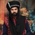 Balochi pagri white and black. 